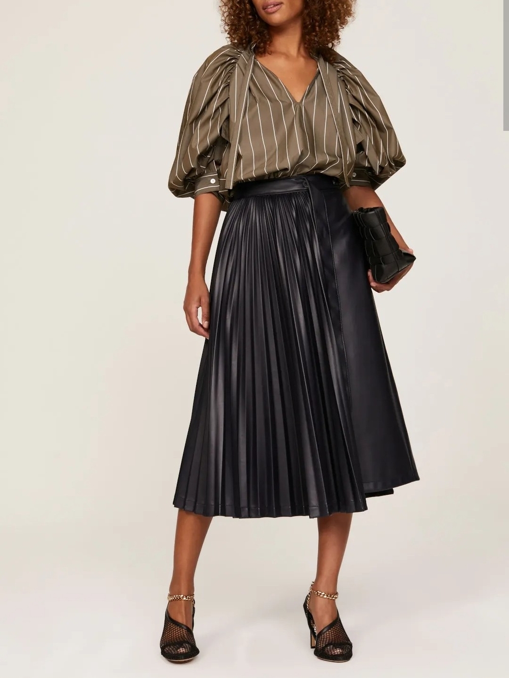 3.1 PHILIP LIM FAUX LEATHER PLEATED SKIRT SIZE 6 MSRP $550